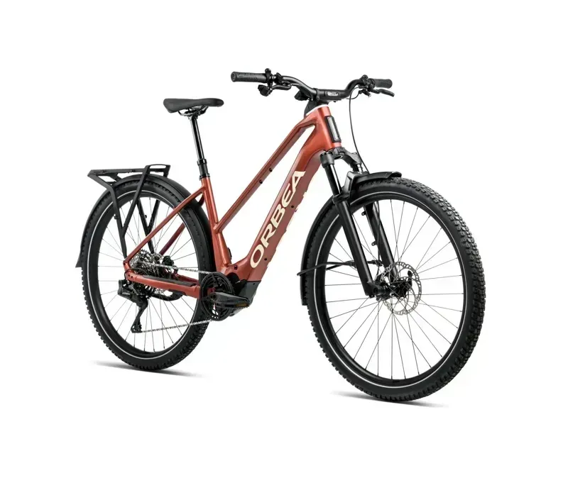 Orbea Kemen Adv 30 Mid E-Hybrid Bike In Mars Red/Ivory White Gloss-1