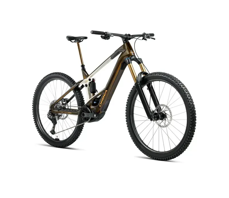 Orbea Wild M-LTD Mullet E-MTB In Caramel Carbon View Gloss/Cream White Matt-1