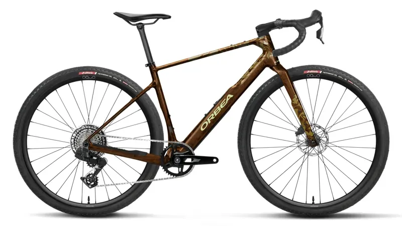 Orbea Terra M31e Team 1X Gravel Bike in Caramel Carbon View